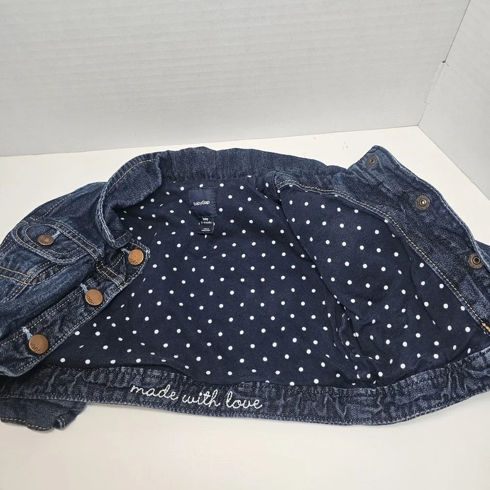 Baby Gap Denim Jacket‎ 12 18 Months Polka Dot Lined Jean Coat